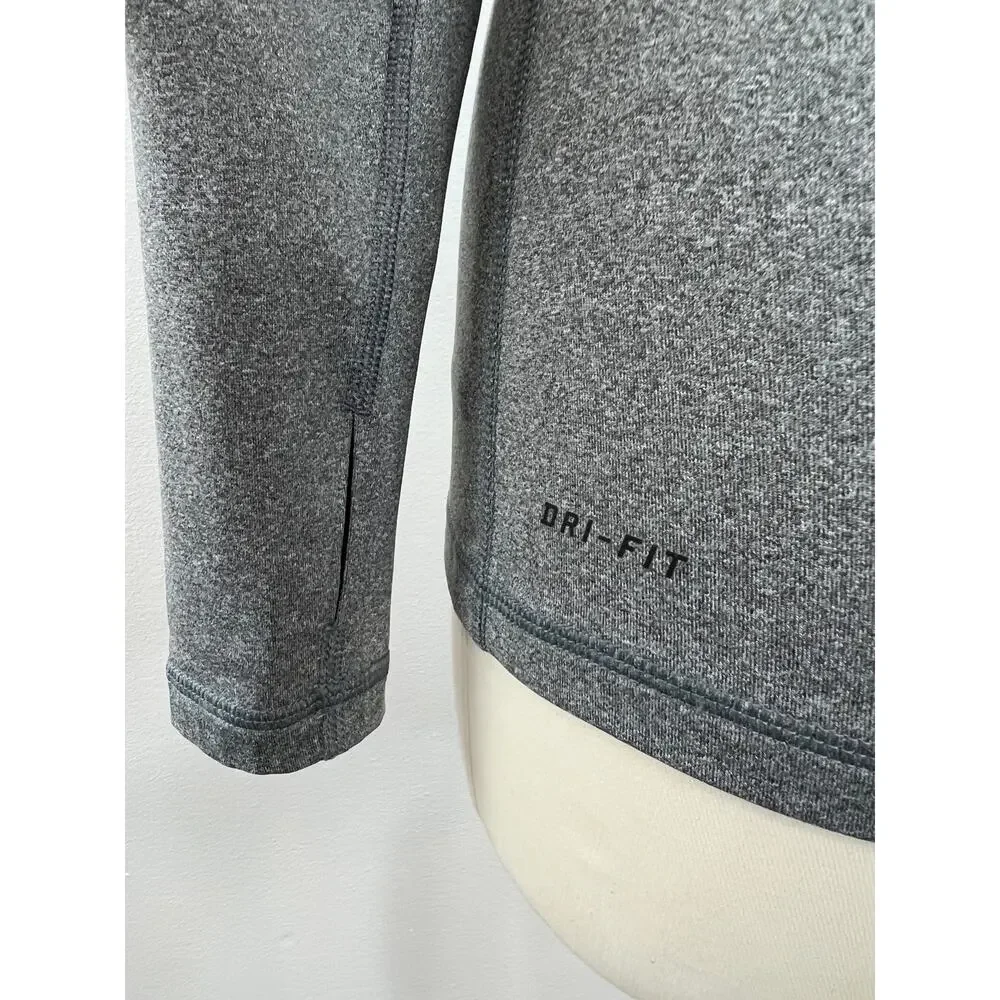 NIKE Pro Dri-Fit Women's Gray Long Sleeve Turtleneck Slim Athletic Top S Small